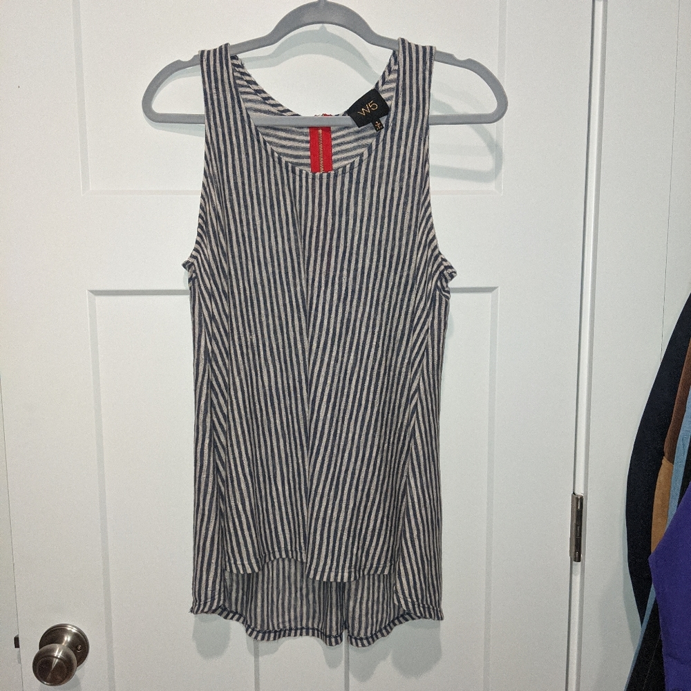 Navy and white tunic tank top